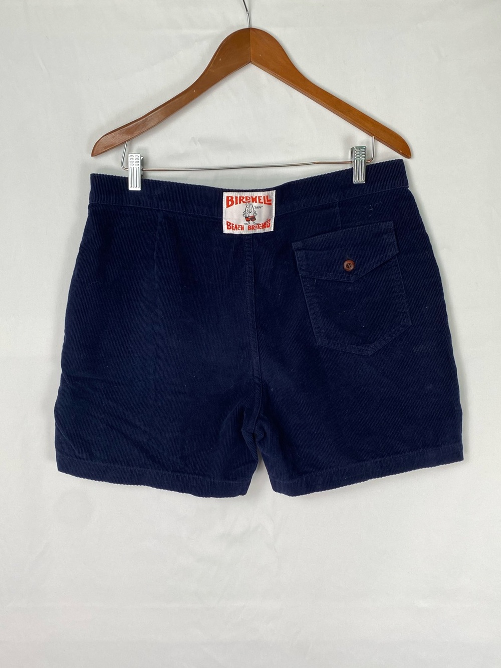 Birdwell Classic Corduroy Shorts Navy Size 33 Wood Button Pork-chop Pockets